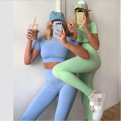 Gym clothing solid seamless leggings (2)