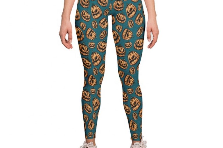 Halloween pumpkin custom printed tight leggings (5)