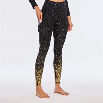 New design women shiny allover print legging (2)