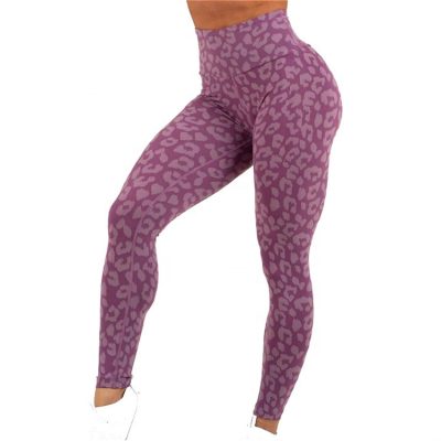 Women leopard custom logo printed leggings (3)