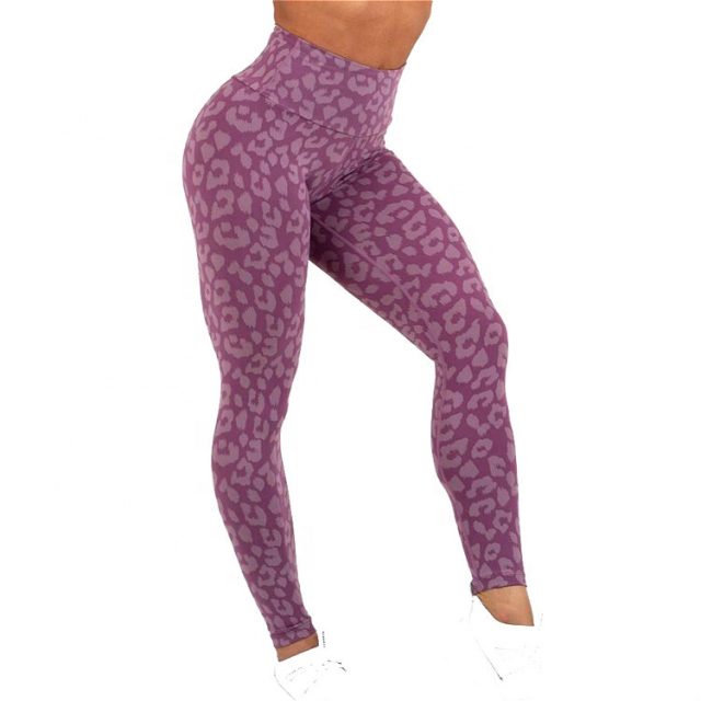 Women leopard custom logo printed leggings (6)