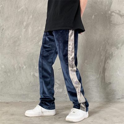 Fashion hip hop men velour track pants (4)